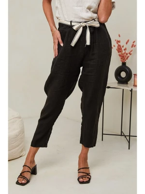 Le Monde du Lin Lniane spodnie w kolorze czarnym rozmiar: 36/38