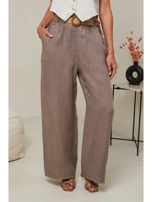 Le Monde du Lin Lniane spodnie w kolorze jasnobrązowym rozmiar: 38/40