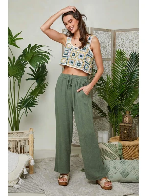 Le Monde du Lin Lniane spodnie w kolorze khaki rozmiar: 36/38