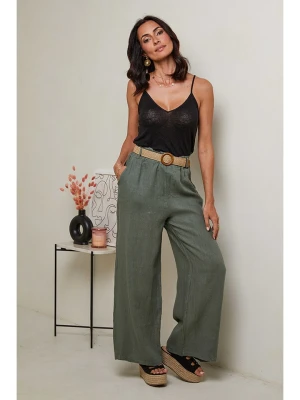 Le Monde du Lin Lniane spodnie w kolorze khaki rozmiar: 38/40