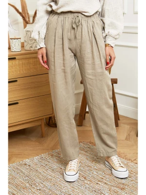 Le Monde du Lin Lniane spodnie w kolorze szarobrązowym rozmiar: 38/40