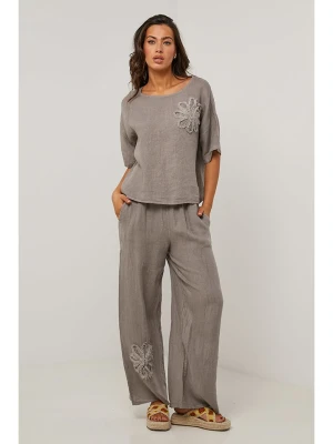 Le Monde du Lin Lniane spodnie w kolorze szarym rozmiar: 38/40