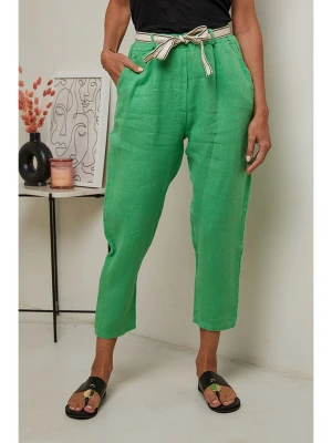 Le Monde du Lin Lniane spodnie w kolorze zielonym rozmiar: 38/40