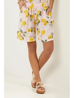 Le Monde du Lin Lniane szorty w kolorze jasnoróżowo-żółtym rozmiar: 40/42