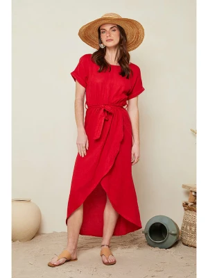 Le Monde du Lin Sukienka "Lydia" w kolorze czerwonym rozmiar: 40/42