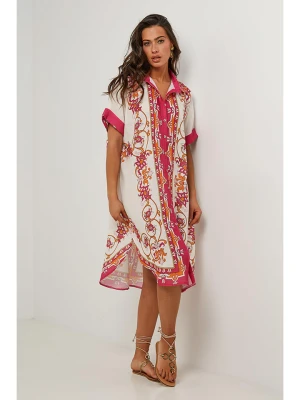 Le Monde du Lin Sukienka w kolorze kremowo-czerwonym rozmiar: 34/36