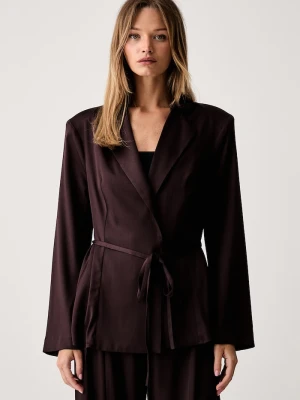 Le Privé blezer damski z lyocellem ROMY BLAZER brązowy