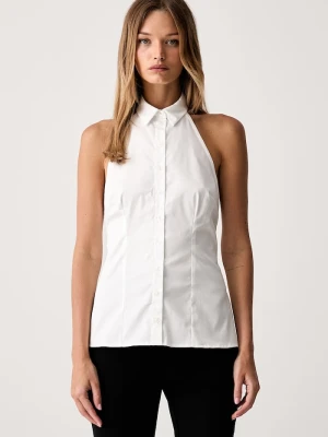 Le Privé bluzka koszulowa damska bawełniana z elastanem BRICE SHIRT BLANC biały