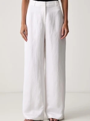 Le Privé spodnie regular damskie z lnem FRANCOISE TROUSERS BLANC biały