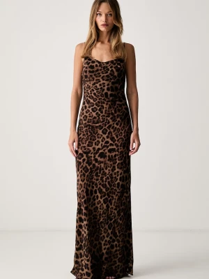 Le Privé sukienka bieliźniana z wiskozy LISE LEOPARD brązowy