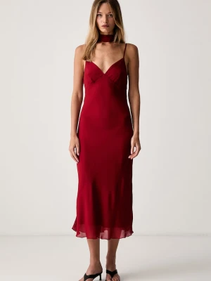 Le Privé sukienka z wiskozy FELICE CHIFFON ROUGE czerwony