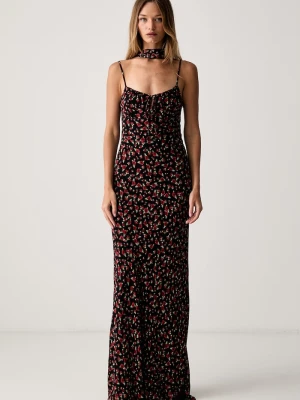 Le Privé sukienka z wiskozy ROSELINE CHIFFON FLEUR czarny