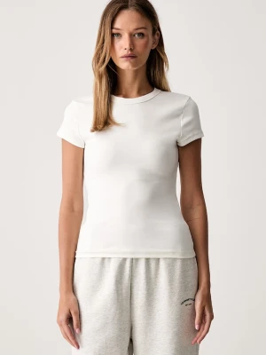 Le Privé T-shirt damski bawełniany z elastanem BABY T-SHIRT BLANC biały