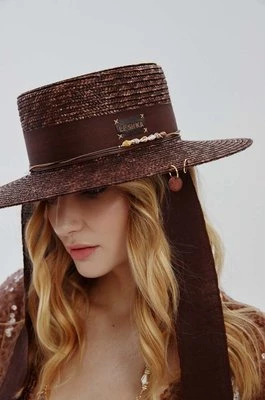 LE SH KA headwear kapelusz Brown Canotier kolor brązowy