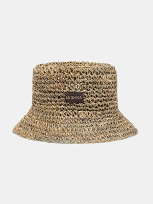 LE SH KA headwear kapelusz słomkowy damski pleciony Straw Bucket Hat vol2