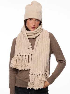 LE SH KA headwear szalik damski z kaszmirem Beige Cashnere Scarf