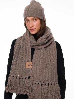LE SH KA headwear szalik damski z kaszmirem Brown Cashnere Scarf