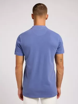 Lee Garment Dye Polo Surf Blue Size