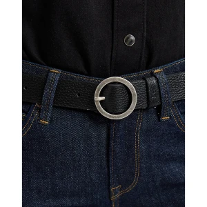 Lee Leather Circle Buckle Belt Black