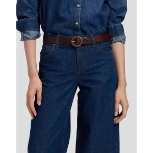 Lee Leather Circle Buckle Belt Dark Brown