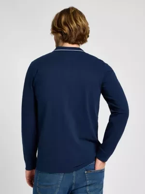 Lee Long Sleeve Pique Polo Mood Indigo Size