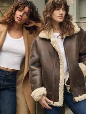 Lee Loose Aviator Jacket Luxe Brown Size