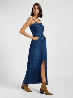 Lee Maxi Denim Dress Dark Fusion Size