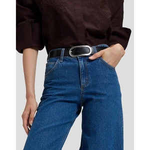 Lee Oval Buckle Leather Belt Black