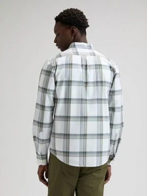 Lee Regular Button Down Shirt Lichen Navy Plaid Size