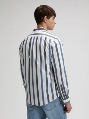 Lee Regular Button Down Shirt Tonal Rivet Navy Stripe Size