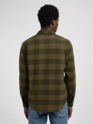 Lee Regular Clean Western Shirt Army Green Buffalo Check Size