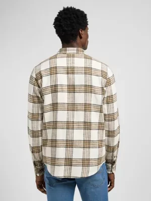 Lee Regular Clean Western Shirt Ecru Ochre Plaid Size