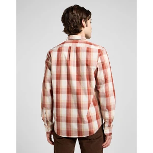 Lee Regular Lightweight Button Down Shirt Red Clay Plaid Size