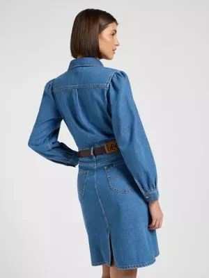 Lee Regular Long Sleeve Dress Fine Blue Size