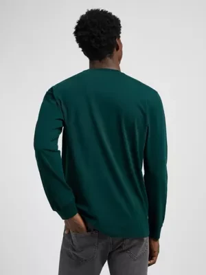 Lee Regular Long Sleeve Patch Logo Tee Jade Forest Size