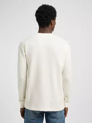 Lee Regular Long Sleeve Waffle Tee Ecru Size