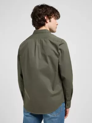 Lee Regular Patch Shirt Olive Gray Size