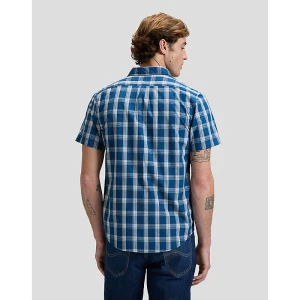 Lee Regular Short Sleeve Button Down Shirt Deep Sea Plaid Size