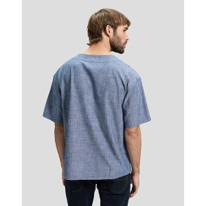 Lee Relaxed Baseball Tee With Pocket Light Wash Chambray Size