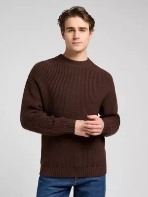 Lee Relaxed Chunky Crew Neck Sweater Arabica Size