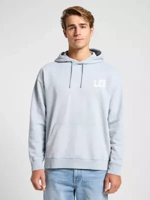 Lee Relaxed Graphic Hoodie Concrete Gray Size