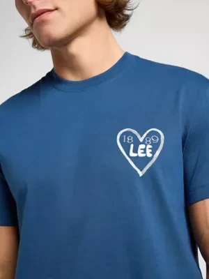 Lee Relaxed Graphic Tee Orion Blue Size