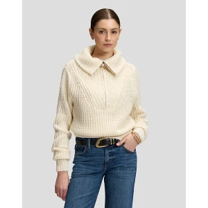 Lee Relaxed Half Zip Knit Sweater Ecru