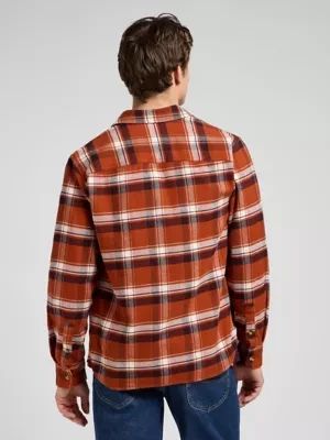 Lee Relaxed Mercantile Shirt Rusty Clay Plaid Size