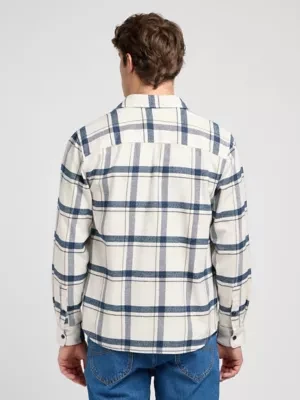 Lee Relaxed Mercantile Shirt Vintage Ecru Jaspe Plaid Size