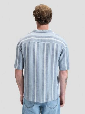 Lee Relaxed Lightweight Resort Shirt Academy Blue Stripe Size