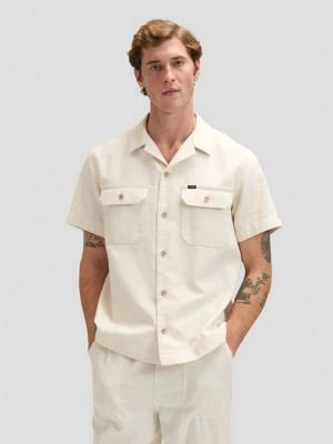 Lee Relaxed Short Sleeve Utility Camp Shirt Natural Size