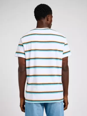 Lee Relaxed Stripe Tee Bright White Size