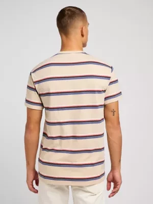 Lee Relaxed Stripe Tee Greige Size