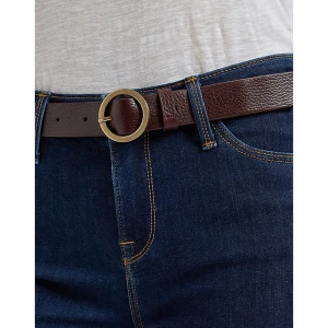 Lee Round Buckle Leather Belt Dark Brown Size
